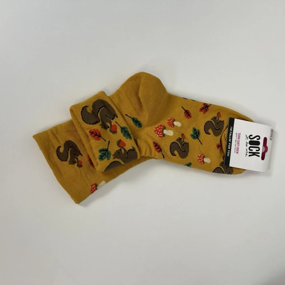 Sock it to me turn‎ cuff crew- I'm fallin for you- womens shoe 5-10 Fall